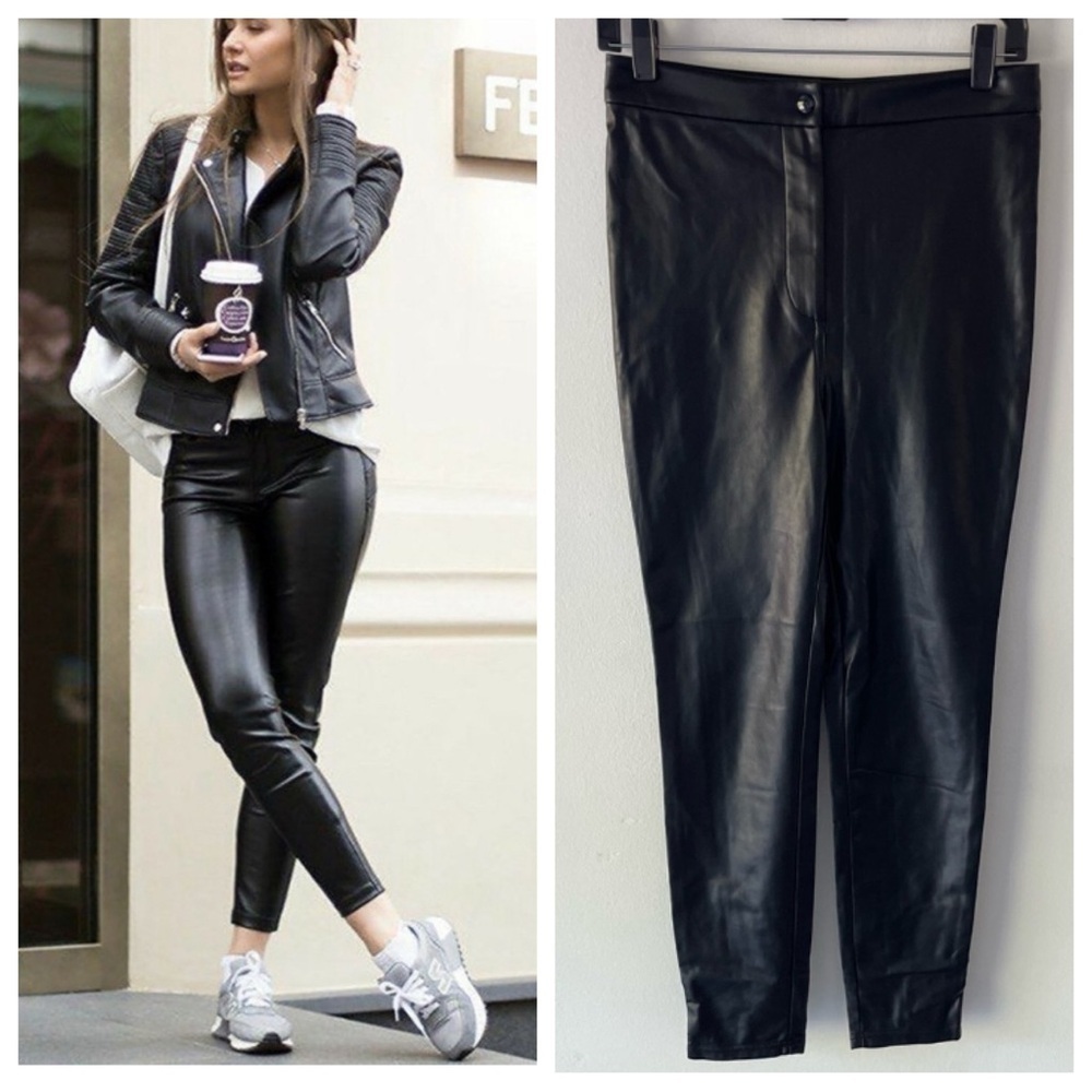 Wilfred Free Black Faux Leather button closure Skinny Pants 37693